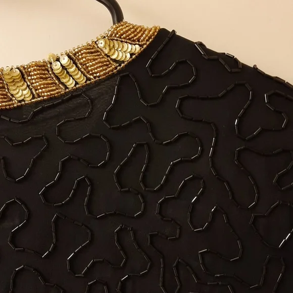 NWT, Vintage Laurence Kazar Black and Gold Hand Beaded Jacket - Picture 13 of 17